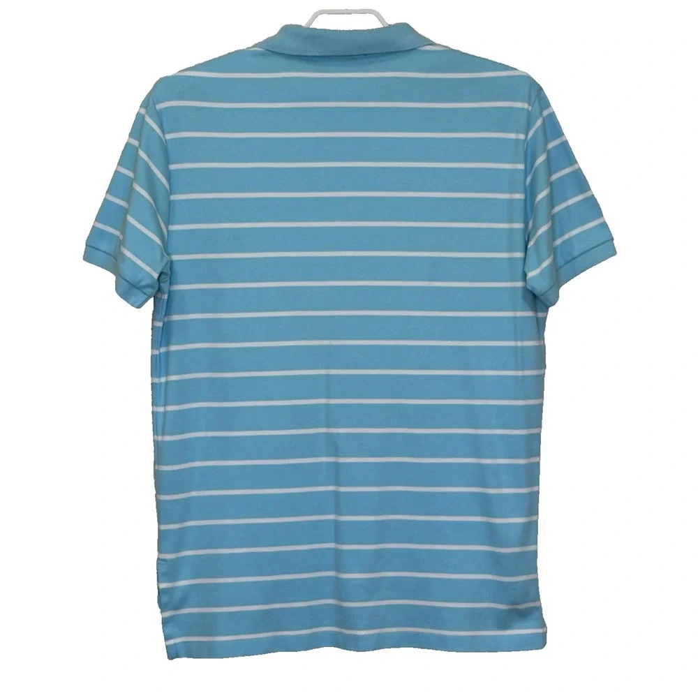 Polo Ralph Lauren Polo Shirt Mens Large Light Blue Stripe Short Sleeve Pony Logo